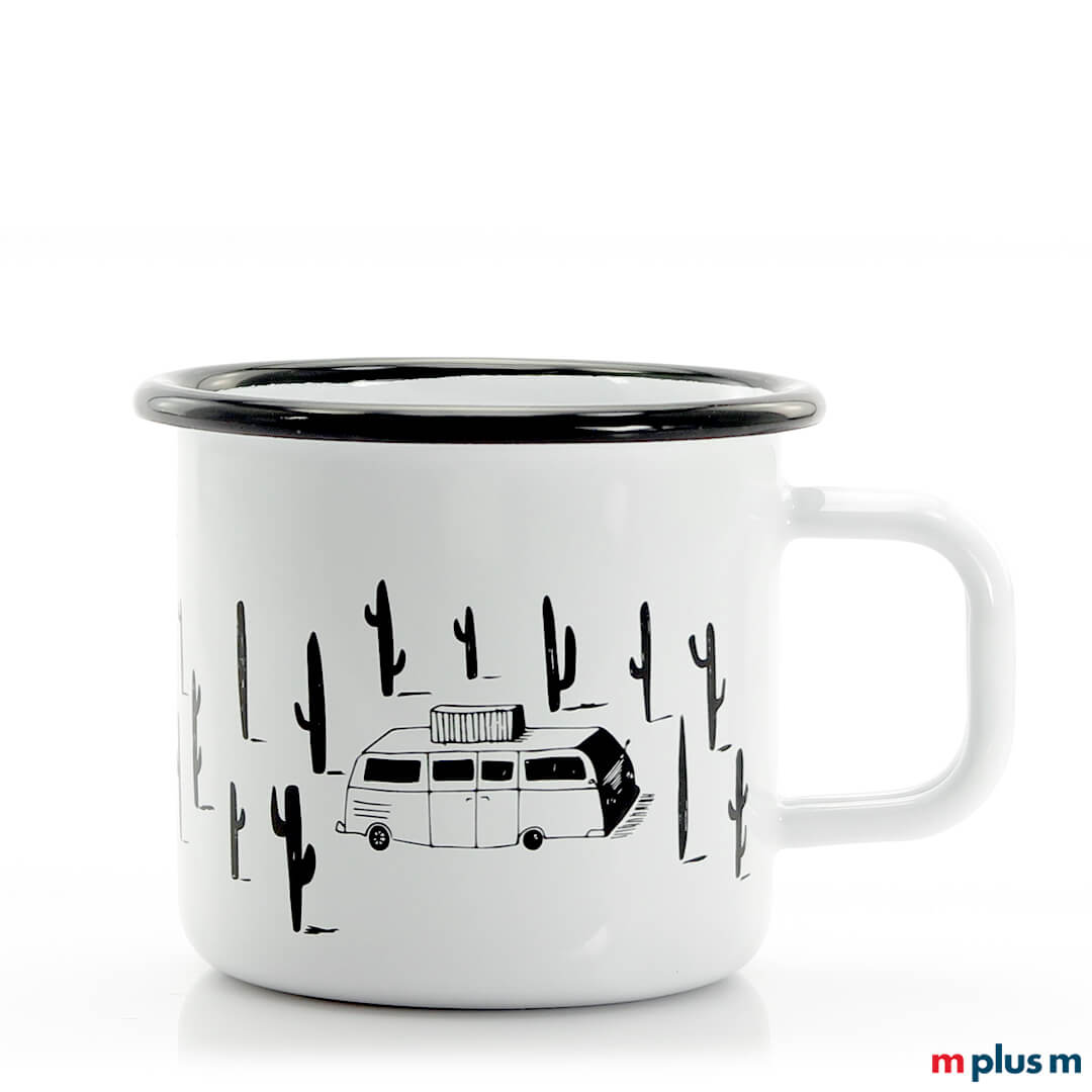 Emaille Tasse Pax aus Europa mit 1 Druck. Spülmaschinengeeignet