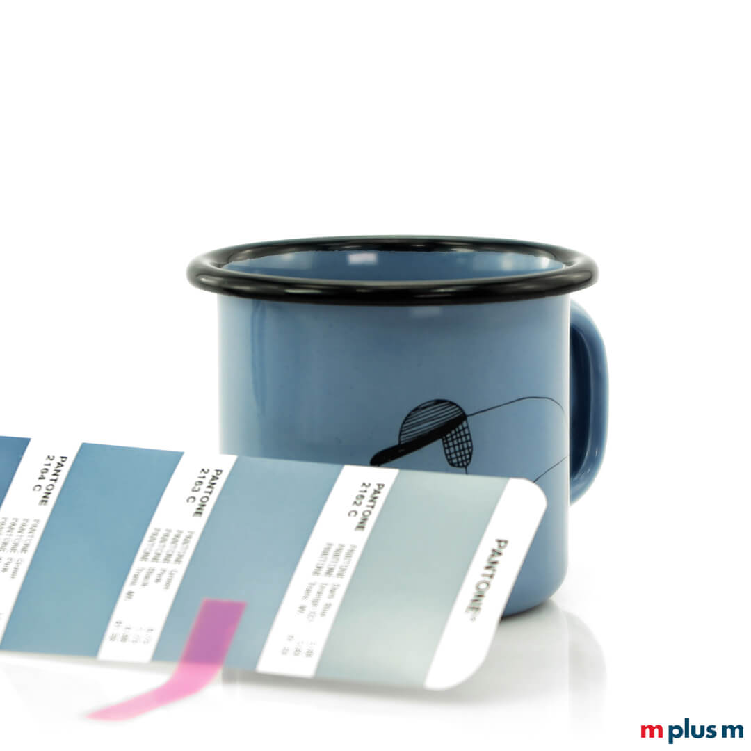 'Helena' Emaille Tasse Wunschfarbe