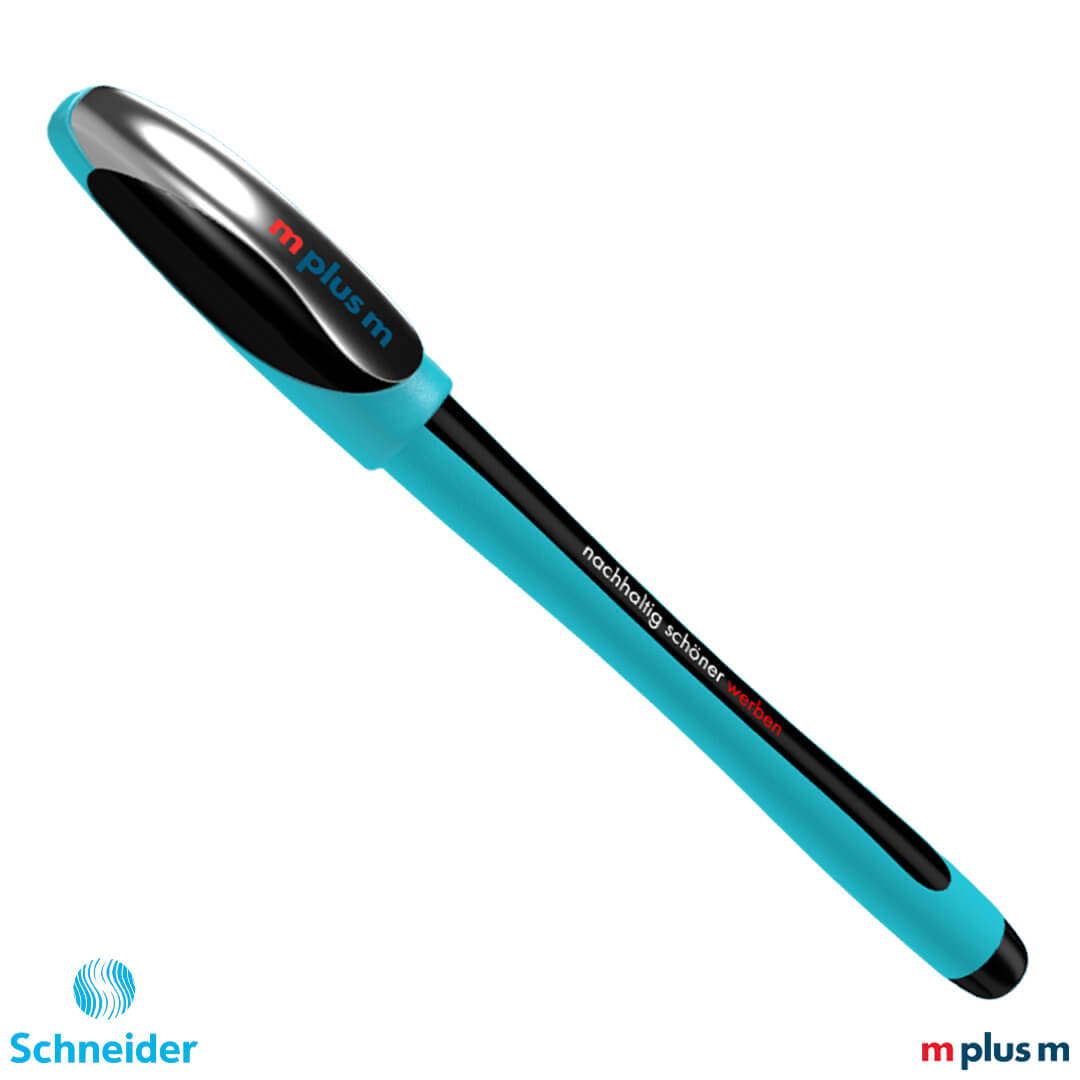 Blau/Schwarz Schneider Memo XB Kugelschreiber mit Viscoglide®-Technologie für weiches Schreiben, hochwertig und nachhaltig mit Logo bedrucken