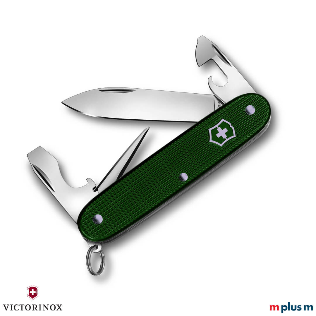 Schweizer Pioneer Taschenmesser mit Alox Schalen in Grün als Werbeartikel pion