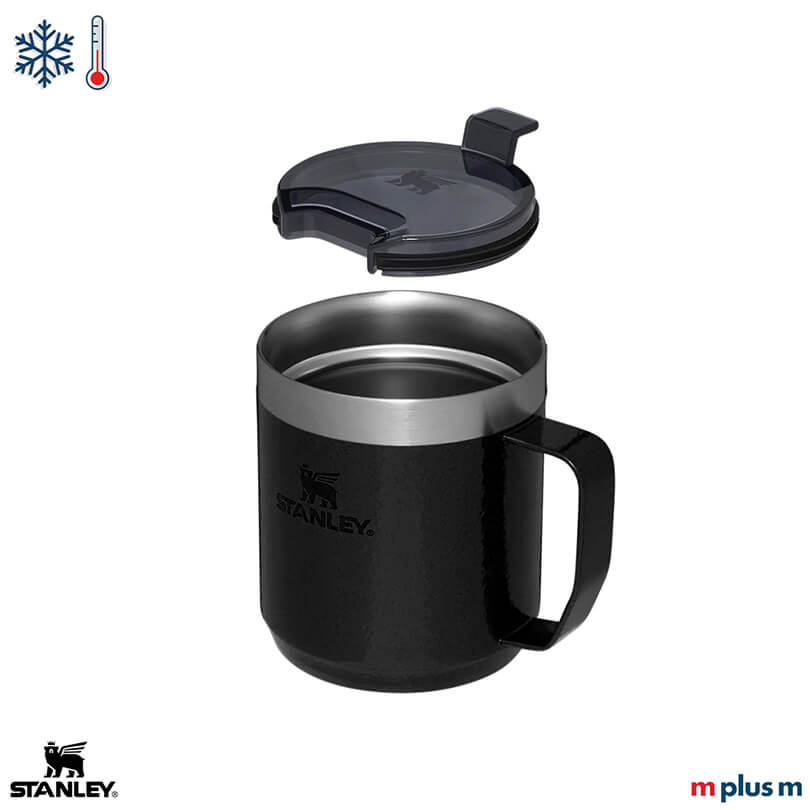 Stanley Kaffeebecher Schwarz Deckel mit Trinköffnung ideal für unterwegs