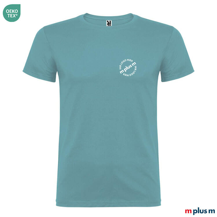 Trendiges Roly T-Shirt in Aqua Blau – OEKO-TEX® Baumwolle, günstig bedruckbar, EXPRESS Lieferung
