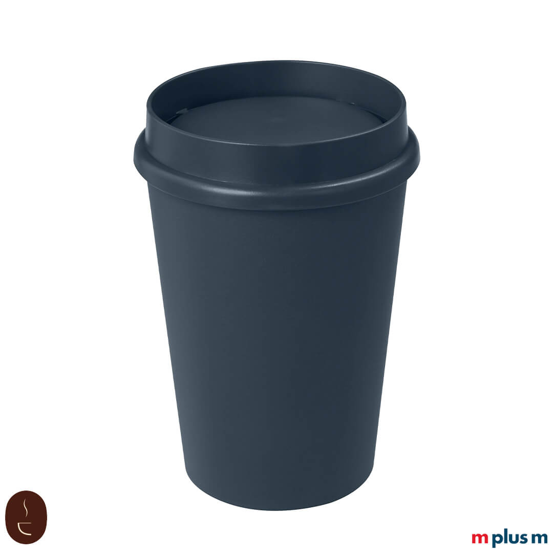 Dunkelblauer PP-Becher aus Europa, spülmaschinenfest und perfekt personalisierbar mit Logo Druck