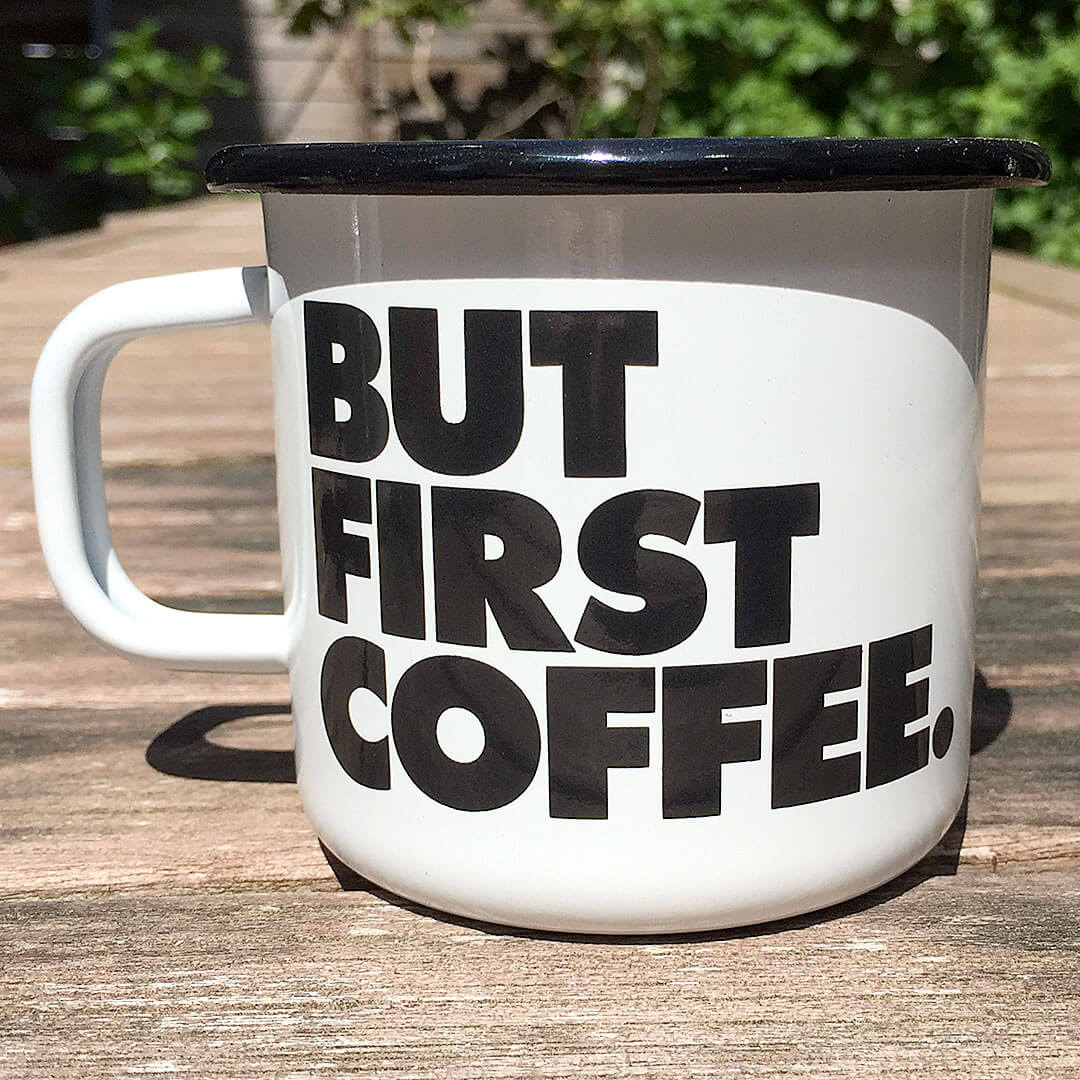 Emaille Tasse Pax mit 1 Druck
