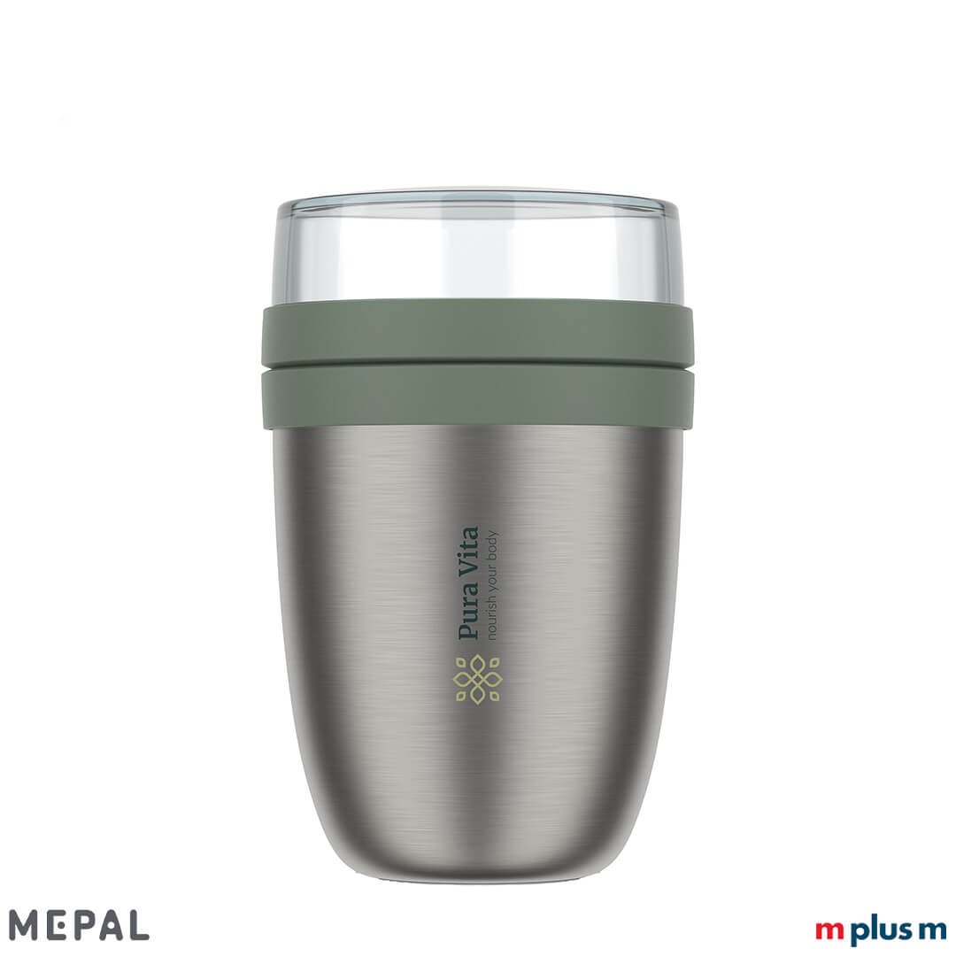 Lunchpot Ellipse von Mepal in der Farbe Nordic Sage – mit isoliertem Deckel, ideal für Suppe mit Croutons oder kalte Snacks