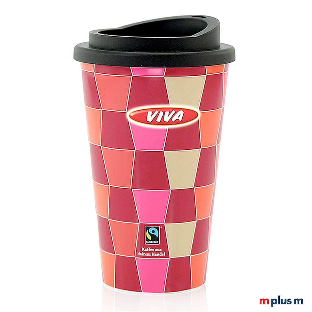 Nachhaltiger Allover Coffee Shop Thermobecher mit 350 ml Füllmenge, spülmaschinengeeignet und langlebig, aus recycelbarem Material mit Logo bedrucken