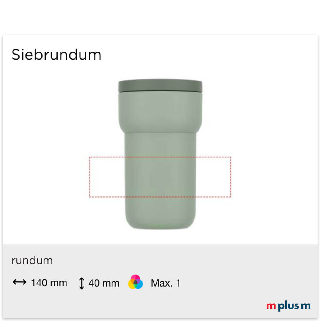Druckfläche Siebdruck für Personalisierung auf Mepal Ellipse Thermobecher 275 ml
