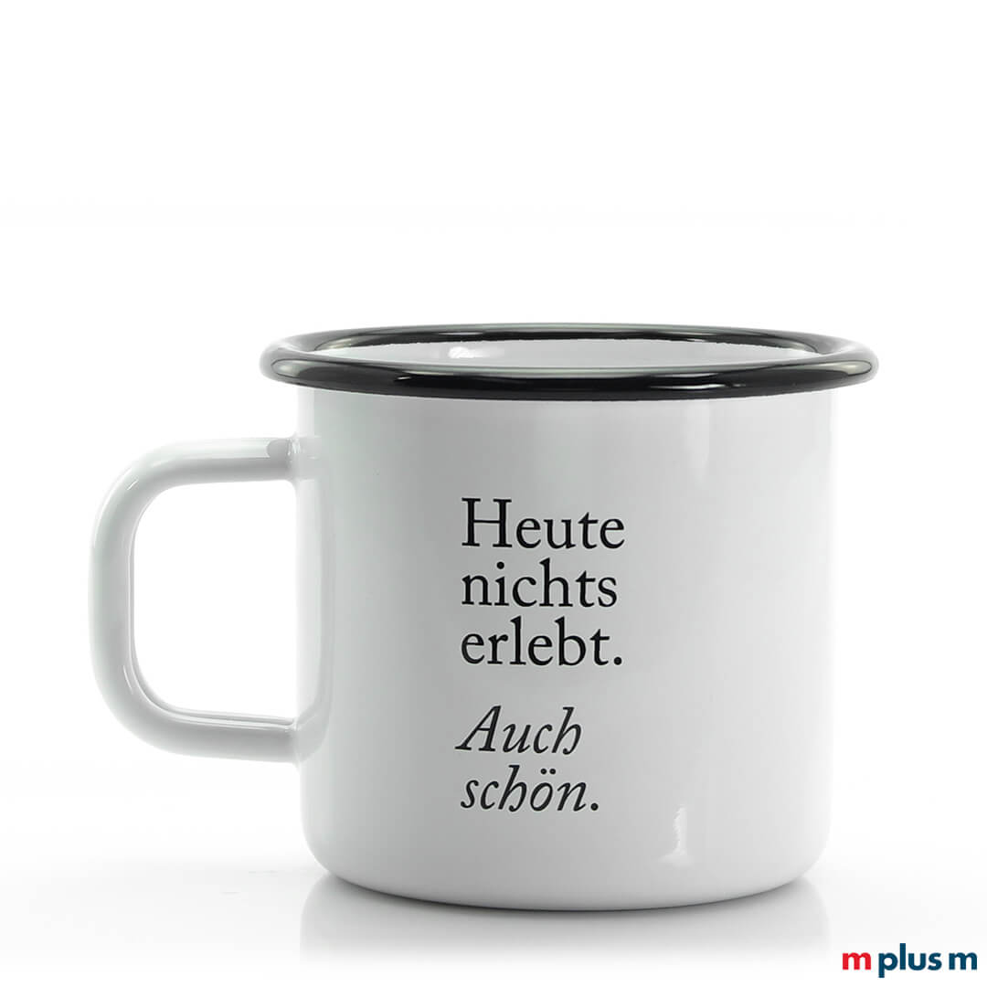 Emaille Tasse Pax aus Europa mit 1 Druck. Spülmaschinengeeignet