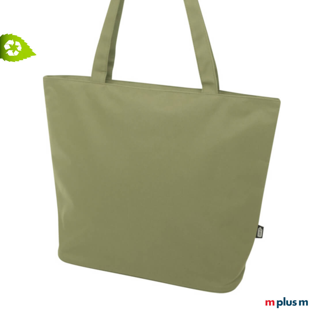Nachhaltige Strandtasche in grün aus recycling Polyester