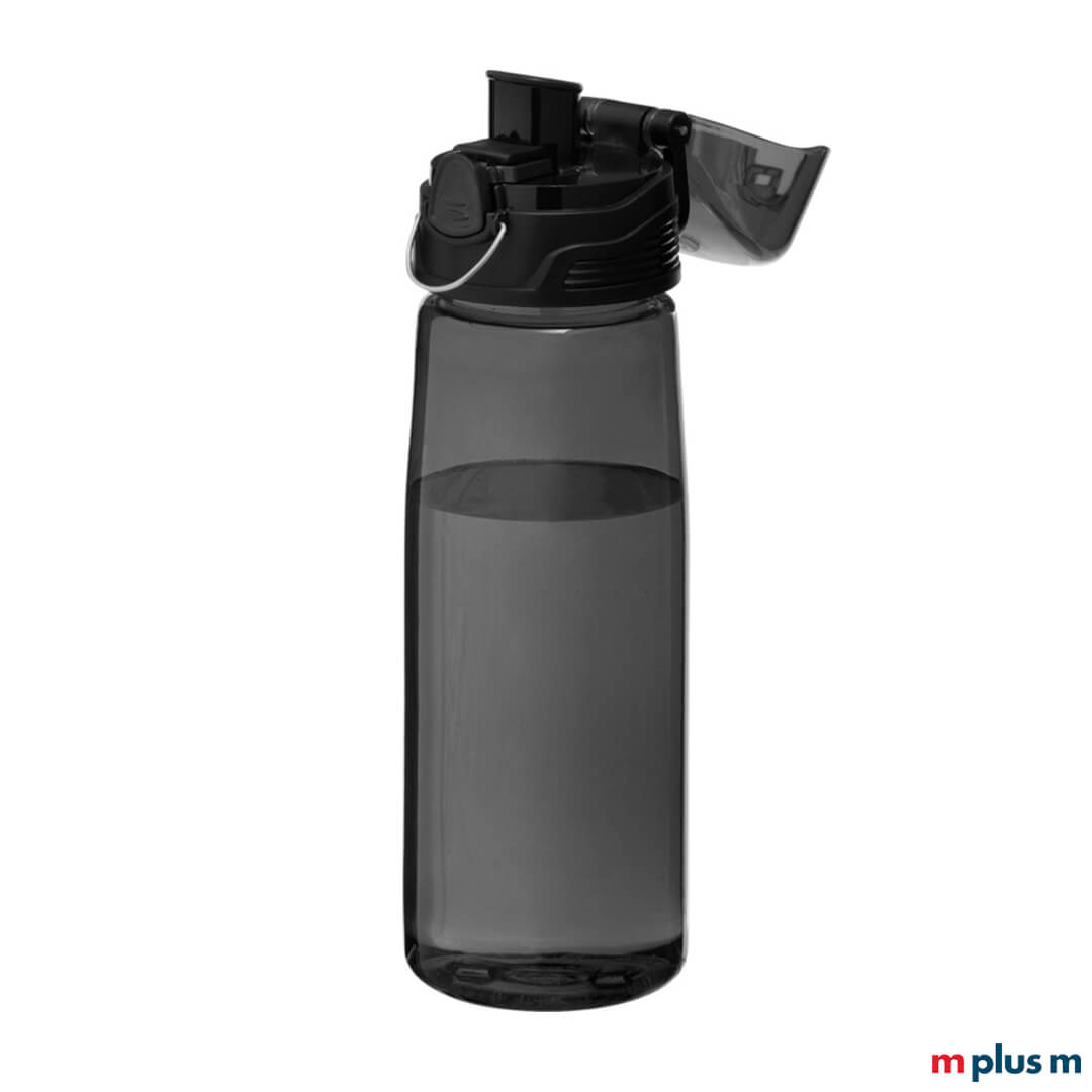 Schwarze Sportflasche als Werbegeschenk bedrucken