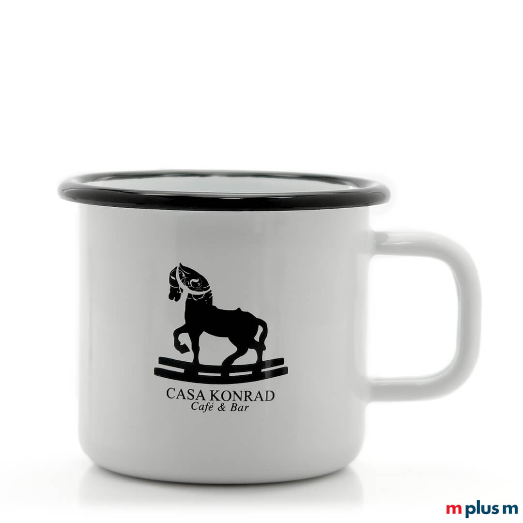 Emaille Tasse Pax aus Europa mit 1 Druck. Spülmaschinengeeignet