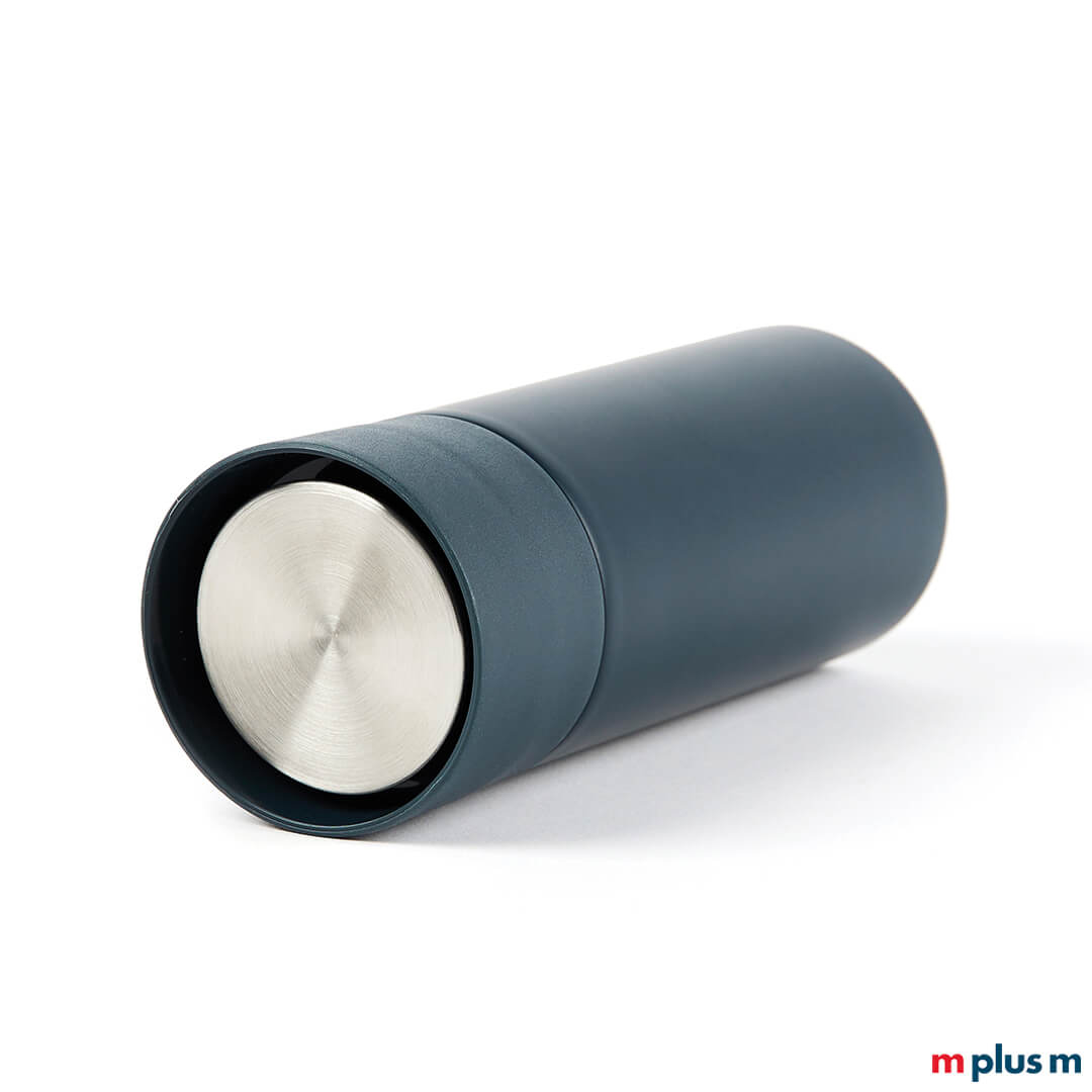 Blaue Thermosflasche als Werbeartikel bedrucken