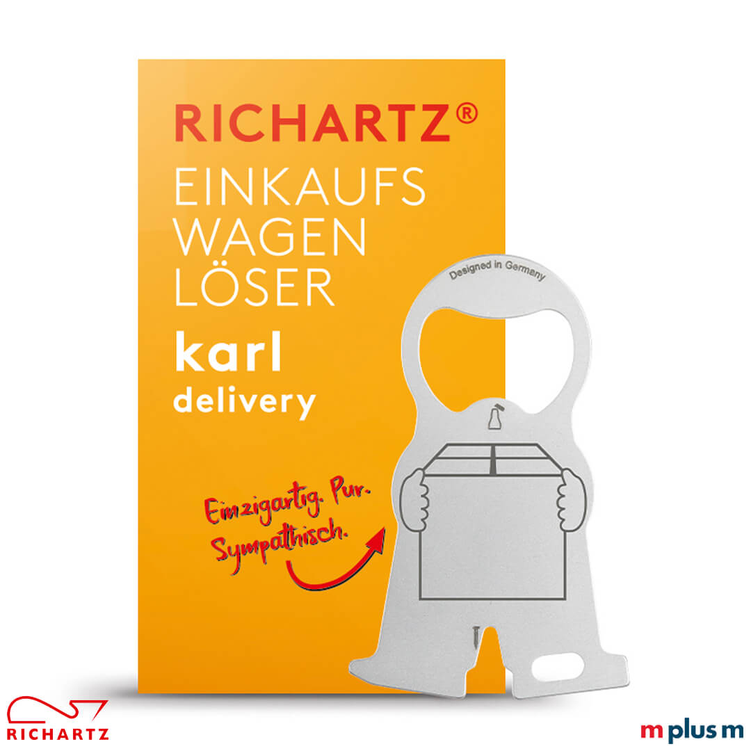 karl delivery Einkaufswagenlöser mit individuellem Firmen Logo - perfekt als nachhaltiges Werbegeschenk
